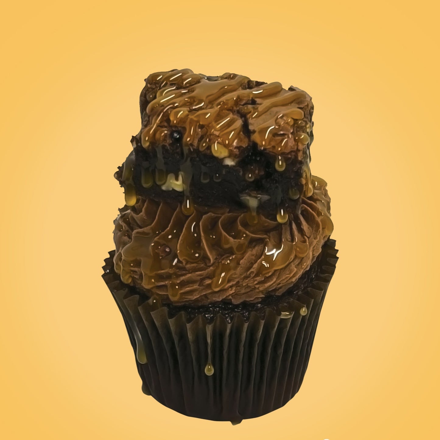 turtle brownie cupcake from The Cupcake Lab in Atlanta, GA – chocolate cupcake loaded with caramel, pecans, and brownie chunks
gourmet cupcake, turtle brownie, caramel pecan cupcake, chocolate cupcake, The Cupcake Lab ATL