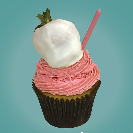 strawberry milkshake cupcake from The Cupcake Lab in Atlanta, GA – fluffy vanilla cake topped with luscious strawberry frosting, and dipped strawberry.

gourmet cupcake, strawberry cupcake, milkshake-inspired dessert, summer cupcake, The Cupcake Lab ATL